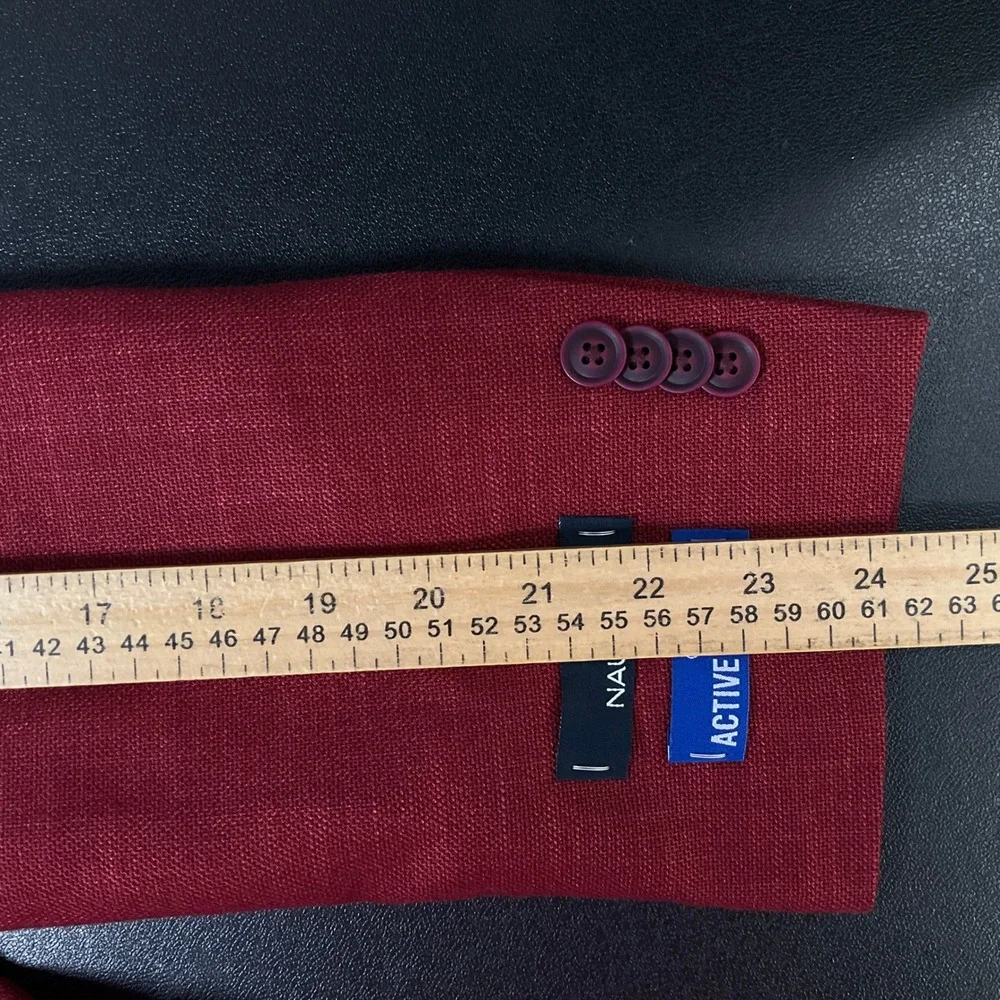 Nautica Blazer Mens 44S Red Linen Jensen Modern Fit Active Stretch NEW